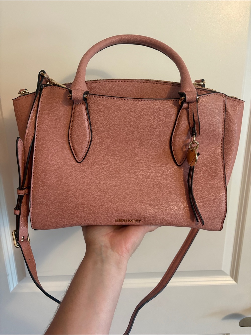 Nine West | Rose Pink | Pebble Satchel Purse | Detachable Crossbody Strap